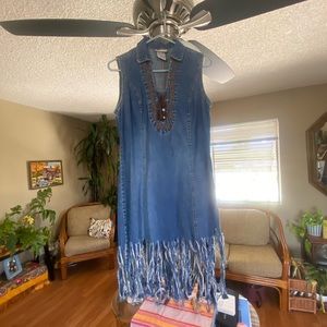 Faded glory denim dress with fringe
